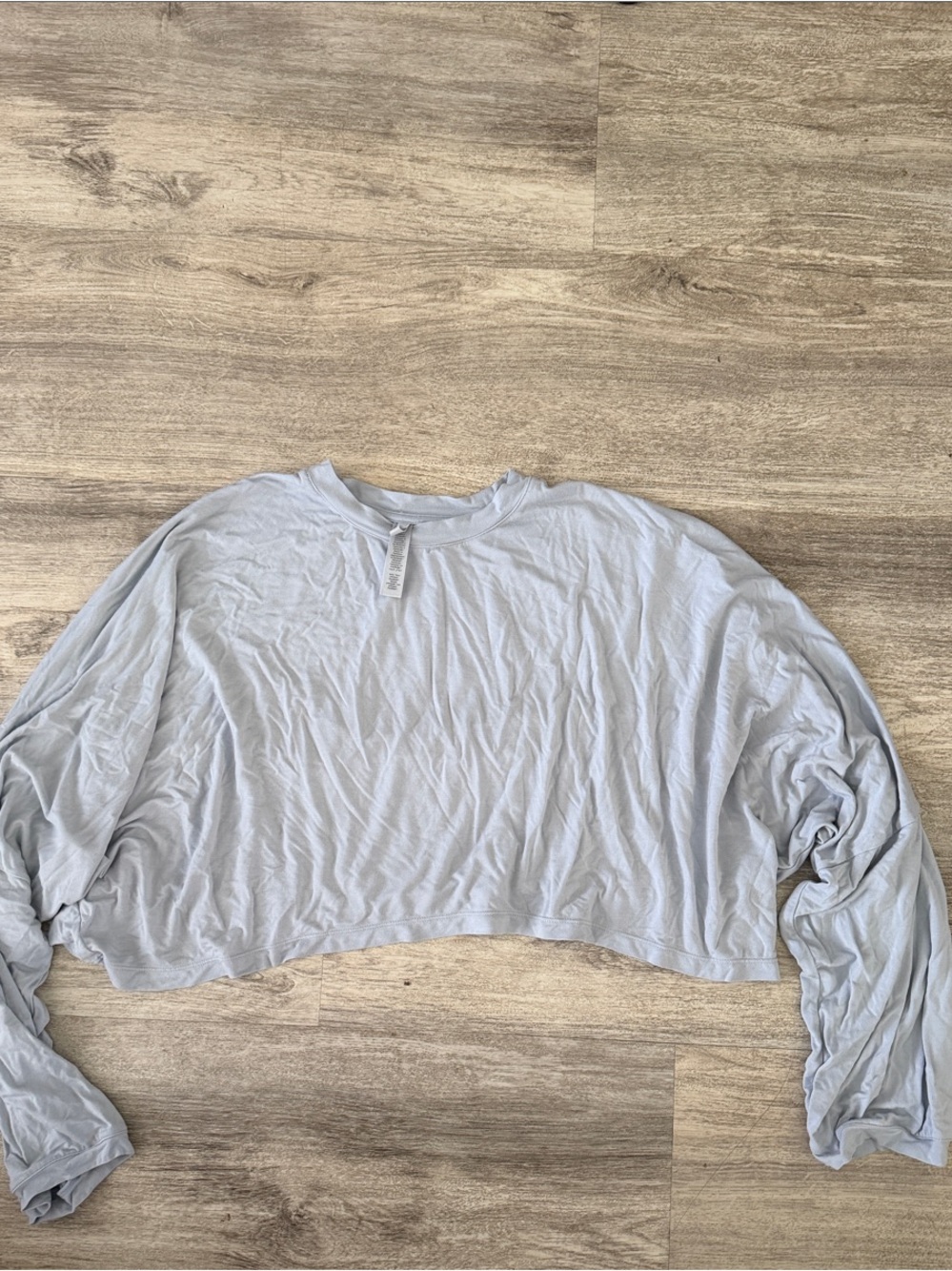 SKIMS Light Blue Cropped Long-Sleeve Top
